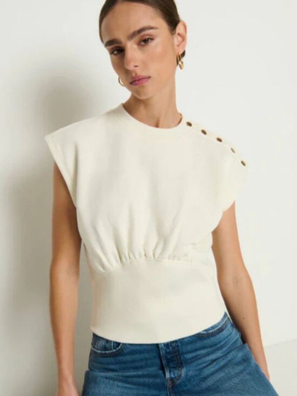 NWT Nation LTD/Anthropologie NWT Nadia Waisted Sweatshirt-M- Cream MSRP $158